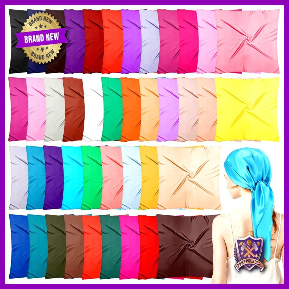 48 Pcs Large Satin Head Scarves for Hair Wrapping and Sleeping